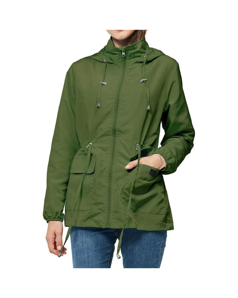 Women's Waterproof Rain Jacket Lightweight Packable Raincoat Outdoor Hooded Windbreaker for Hiking Travel Green $15.29 Coats