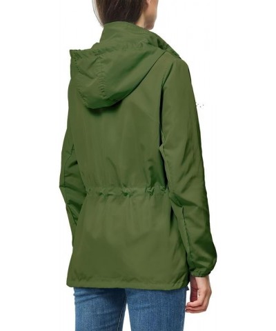 Women's Waterproof Rain Jacket Lightweight Packable Raincoat Outdoor Hooded Windbreaker for Hiking Travel Green $15.29 Coats