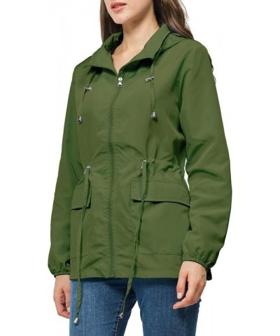 Women's Waterproof Rain Jacket Lightweight Packable Raincoat Outdoor Hooded Windbreaker for Hiking Travel Green $15.29 Coats