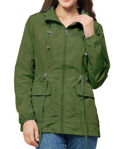 Women's Waterproof Rain Jacket Lightweight Packable Raincoat Outdoor Hooded Windbreaker for Hiking Travel Green $15.29 Coats