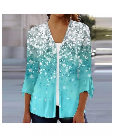 Kimonos for Women 3/4 Bell Sleeve Button-Down Front Beach Cover Up Bohemian Floral Printed Bolero Shrug Cardigan 20cyan $10.9...