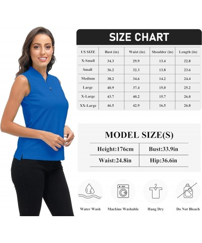 Women's Quarter Zip Quick Dry Lightweight Sleeveless Golf Polo Shirts Lake Blue $12.50 Activewear