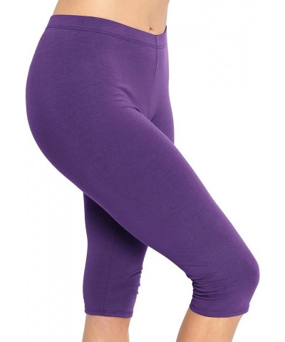 Women's Oh So Soft Plus Size Full and Knee Length Leggings | Small to 7X Knee Length Purple $10.80 Leggings