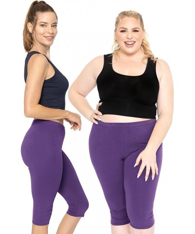 Women's Oh So Soft Plus Size Full and Knee Length Leggings | Small to 7X Knee Length Purple $10.80 Leggings