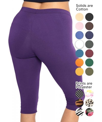 Women's Oh So Soft Plus Size Full and Knee Length Leggings | Small to 7X Knee Length Purple $10.80 Leggings