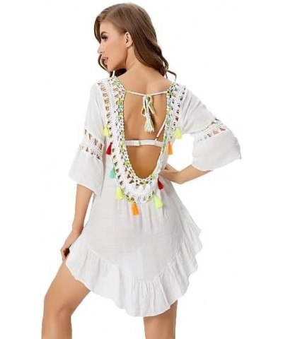 Women's Bathing Suit Cover Up for Beach Pool Swimwear Casual Crochet Dress Loose Tassel Cover Up Dress Multicolor $9.34 Swims...