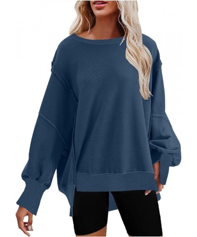 Oversized Sweatshirt for Women Lightweight Side Slit Crewneck Pullover Loose Fit Womens Fall Fashion 2023 Workout Top B01-dar...