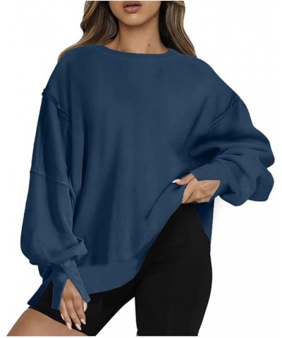 Oversized Sweatshirt for Women Lightweight Side Slit Crewneck Pullover Loose Fit Womens Fall Fashion 2023 Workout Top B01-dar...