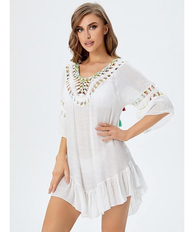 Women's Bathing Suit Cover Up for Beach Pool Swimwear Casual Crochet Dress Loose Tassel Cover Up Dress Multicolor $9.34 Swims...