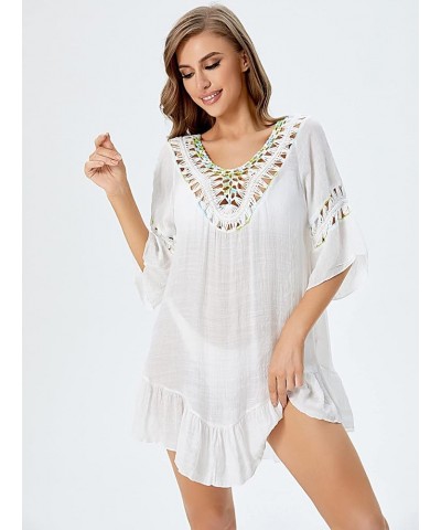 Women's Bathing Suit Cover Up for Beach Pool Swimwear Casual Crochet Dress Loose Tassel Cover Up Dress Multicolor $9.34 Swims...