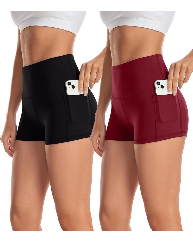 Women's 2 Pack Naked Feeling Buttery Soft Yoga Shorts - 3"/ 8" High Waist Workout Running Biker Shorts with Pockets 3" Shorts...