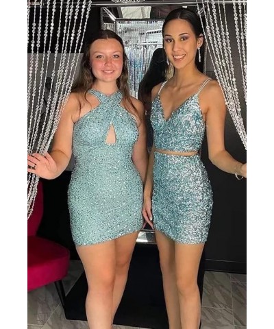 Women's Halter Sequin Homecoming Dresses for Teens Tight Short Cocktail Graduation Dress YMS193 A-orange $29.28 Dresses