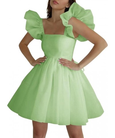 Off The Shoulder Homecoming Dresses Organza Cocktail Party Dresses A-Line Prom Dress Short Graduation Dress Mint $30.55 Dresses