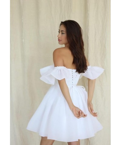 Off The Shoulder Homecoming Dresses Organza Cocktail Party Dresses A-Line Prom Dress Short Graduation Dress Mint $30.55 Dresses