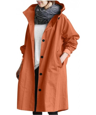 Womens Trench Coat Waterproof Women's Trench Jackets Rain Jacket Hooded Oversized Elegant Windbreaker Coat Outwear 04-orange ...