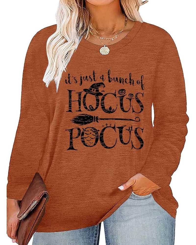 Women Plus Size Halloween Shirts Sanderson Sisters Shirt Long Sleeve Hocus Pocus Halloween Tee Tops P4 $13.44 T-Shirts