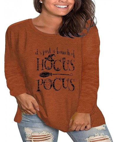 Women Plus Size Halloween Shirts Sanderson Sisters Shirt Long Sleeve Hocus Pocus Halloween Tee Tops P4 $13.44 T-Shirts