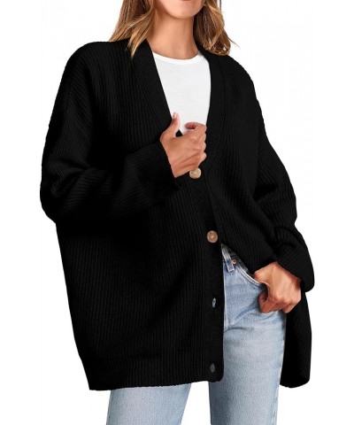 Womens Cardigan 2024 Fall Fashion Oversized Open Front Button Lightweight Cardigans Casual V Neck Sweaters Coats Black $16.36...