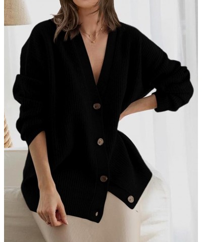 Womens Cardigan 2024 Fall Fashion Oversized Open Front Button Lightweight Cardigans Casual V Neck Sweaters Coats Black $16.36...