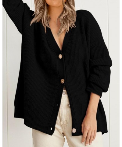 Womens Cardigan 2024 Fall Fashion Oversized Open Front Button Lightweight Cardigans Casual V Neck Sweaters Coats Black $16.36...