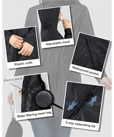 Women's Long Rain Jackets with Hood Packable Waterproof Trench Coats Windbreaker Black $17.20 Coats