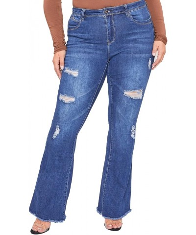 Women's Size Junior Plus Wannabettabut High Rise Super Flare Denim Jeans Dark Wash Denim $22.92 Jeans