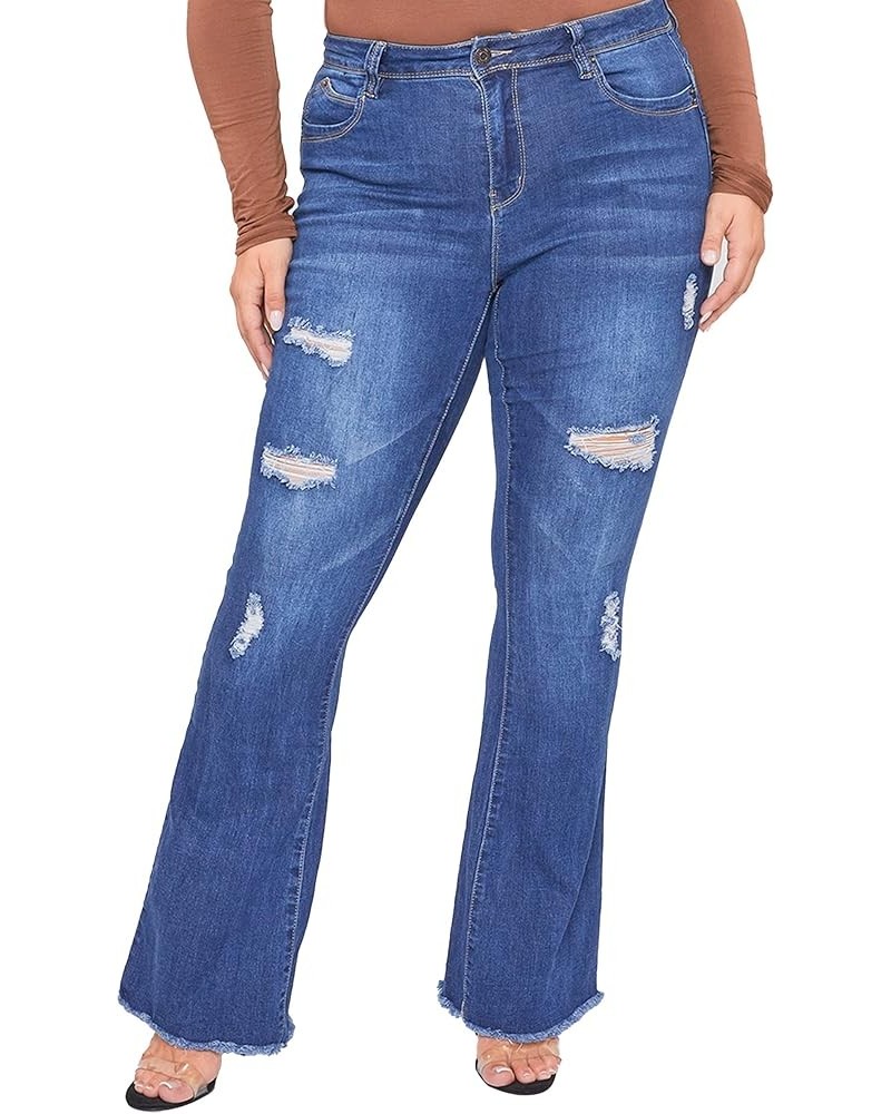 Women's Size Junior Plus Wannabettabut High Rise Super Flare Denim Jeans Dark Wash Denim $22.92 Jeans