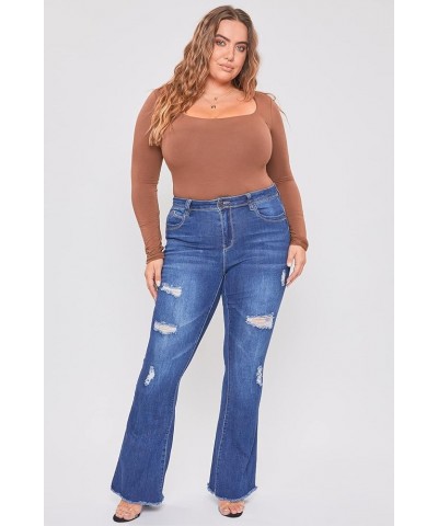 Women's Size Junior Plus Wannabettabut High Rise Super Flare Denim Jeans Dark Wash Denim $22.92 Jeans