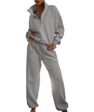 Women 2 Piece Outfits Sweatsuit Lounge Set Half Zip Pullover with Jogger Airport Tracksuit Matching Pants Set Gray $26.40 Act...