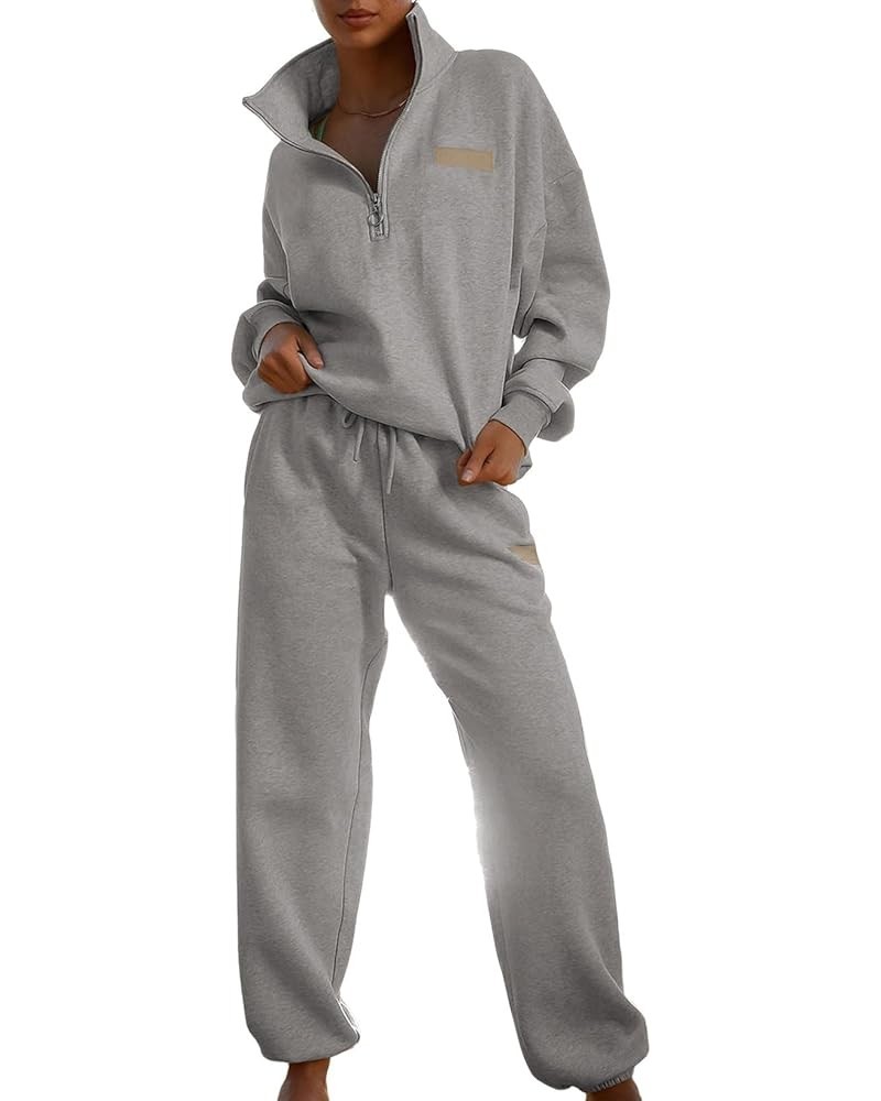 Women 2 Piece Outfits Sweatsuit Lounge Set Half Zip Pullover with Jogger Airport Tracksuit Matching Pants Set Gray $26.40 Act...