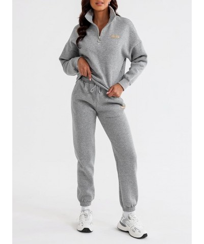 Women 2 Piece Outfits Sweatsuit Lounge Set Half Zip Pullover with Jogger Airport Tracksuit Matching Pants Set Gray $26.40 Act...