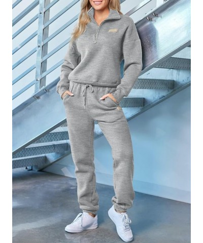 Women 2 Piece Outfits Sweatsuit Lounge Set Half Zip Pullover with Jogger Airport Tracksuit Matching Pants Set Gray $26.40 Act...