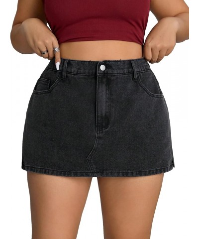 Women's Casual Wrap Button Front Asymmetrical Jean Denim Skort Skirt Shorts Black Jade $21.59 Skorts