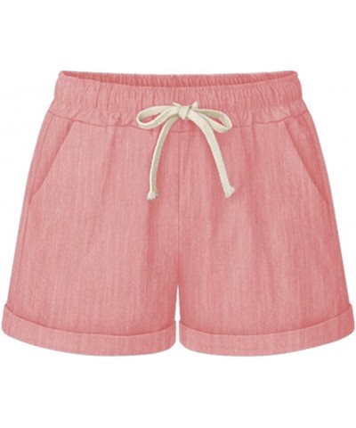 Women's Casual Shorts Cotton Shorts Drawstring Elastic Waist Comfy Bermuda Shorts(S-3XL) Hot Pink $14.11 Activewear