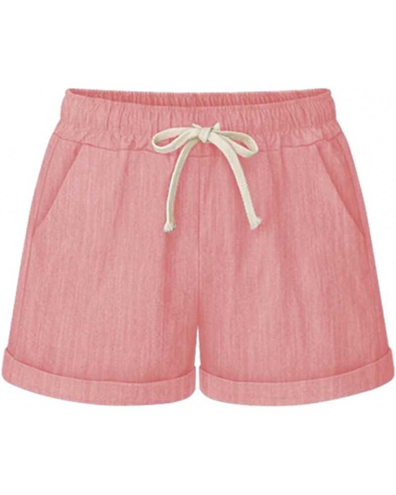 Women's Casual Shorts Cotton Shorts Drawstring Elastic Waist Comfy Bermuda Shorts(S-3XL) Hot Pink $14.11 Activewear