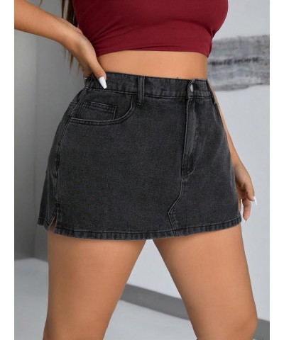 Women's Casual Wrap Button Front Asymmetrical Jean Denim Skort Skirt Shorts Black Jade $21.59 Skorts