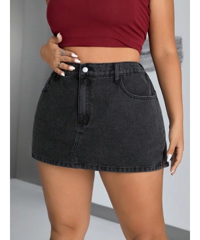 Women's Casual Wrap Button Front Asymmetrical Jean Denim Skort Skirt Shorts Black Jade $21.59 Skorts