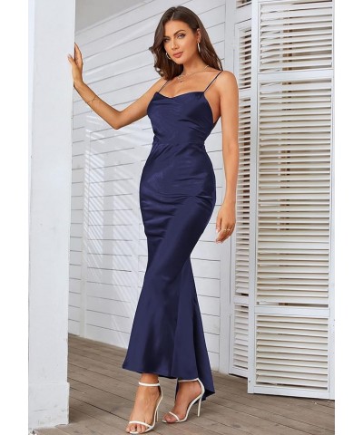 Women's Formal Dresses Satin Drape Neck Wedding Party Dress Backless Mermaid Evening Gown Maxi Dress 72086 Royal Blue $21.56 ...