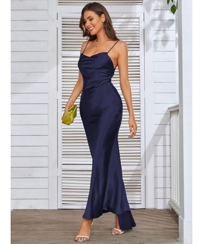 Women's Formal Dresses Satin Drape Neck Wedding Party Dress Backless Mermaid Evening Gown Maxi Dress 72086 Royal Blue $21.56 ...