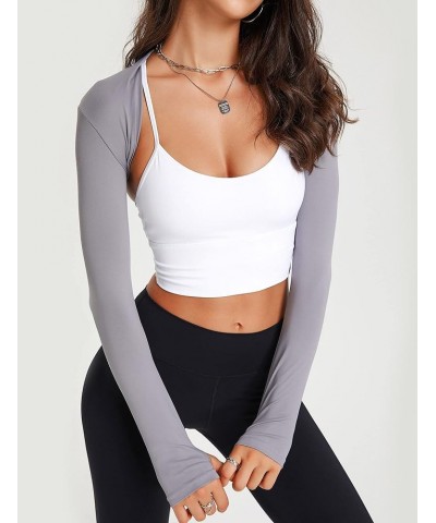 Women’s Long Sleeve Bolero Shrugs Open Front Cropped Cardigan Shrugs Athletic Workout Shrugs Grey $13.76 Sweaters