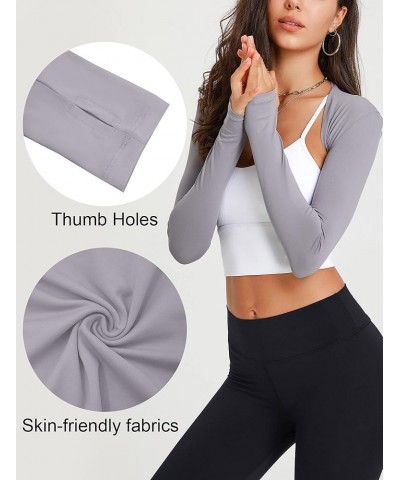 Women’s Long Sleeve Bolero Shrugs Open Front Cropped Cardigan Shrugs Athletic Workout Shrugs Grey $13.76 Sweaters