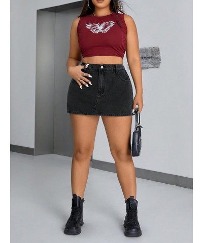 Women's Casual Wrap Button Front Asymmetrical Jean Denim Skort Skirt Shorts Black Jade $21.59 Skorts