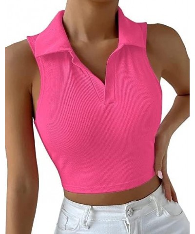 Womens 2 Pack Workout Crop Tops Collared Sleeveless Ribbed Tank Top Athletic Golf Polo Shirts Exercise Gym Yoga Tops Blacr & ...