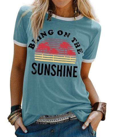 You are My Sunshine Graphic T-Shirt Vintage Tees Short Sleeves for Women Summer Tops A1-teal $11.39 T-Shirts