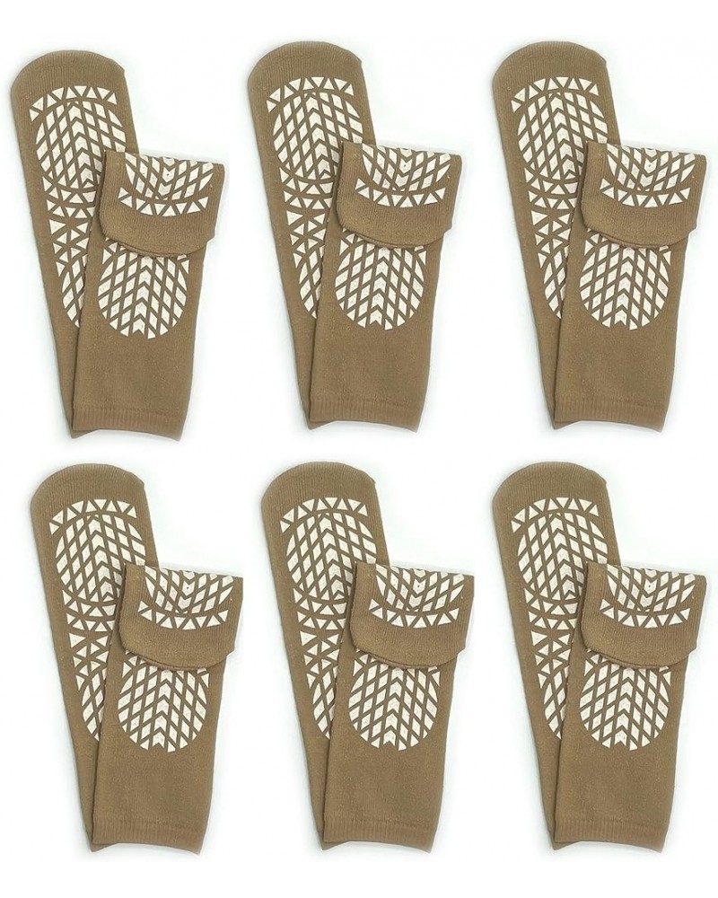 Secure Step Double-Sided Tread Non Slip Safety Socks, 6 Pair Tan $11.28 Socks