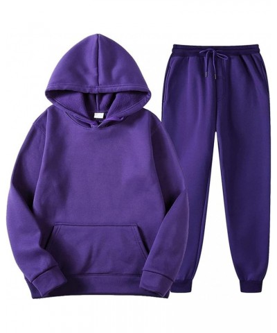 Lounge Sets for Women 2 Piece Outfits Casual Sweatshirt Workout Tops With High Waisted Baggy Sweatpants Joggers D-purple $8.9...