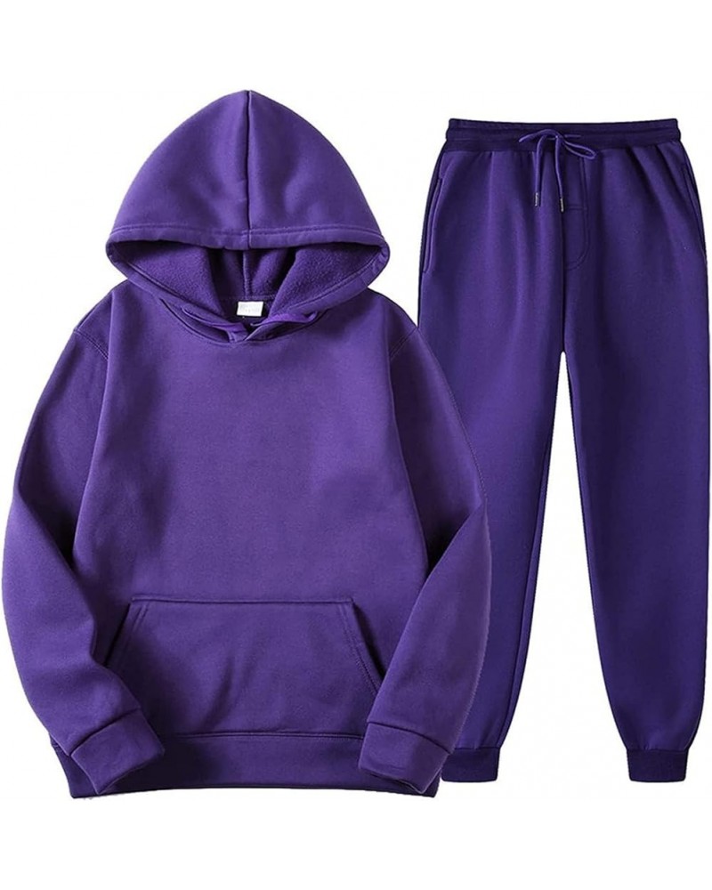 Lounge Sets for Women 2 Piece Outfits Casual Sweatshirt Workout Tops With High Waisted Baggy Sweatpants Joggers D-purple $8.9...