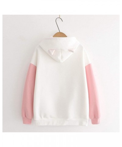 Women Hoodies Sweatshirt Japanese Kawaii Style Kitty Cat Print Hooded Pullovers Tops Long Sleeve for Womens 01bpink $9.88 Act...