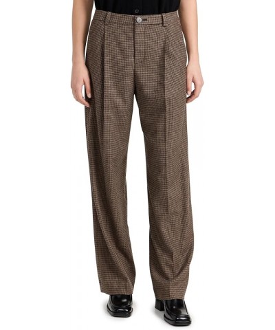 Women's Houndstooth Pleat Front Pants Black/Camel $66.99 Pants