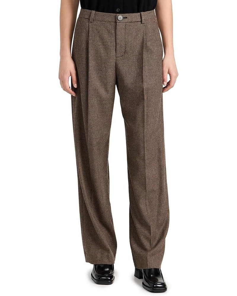 Women's Houndstooth Pleat Front Pants Black/Camel $66.99 Pants